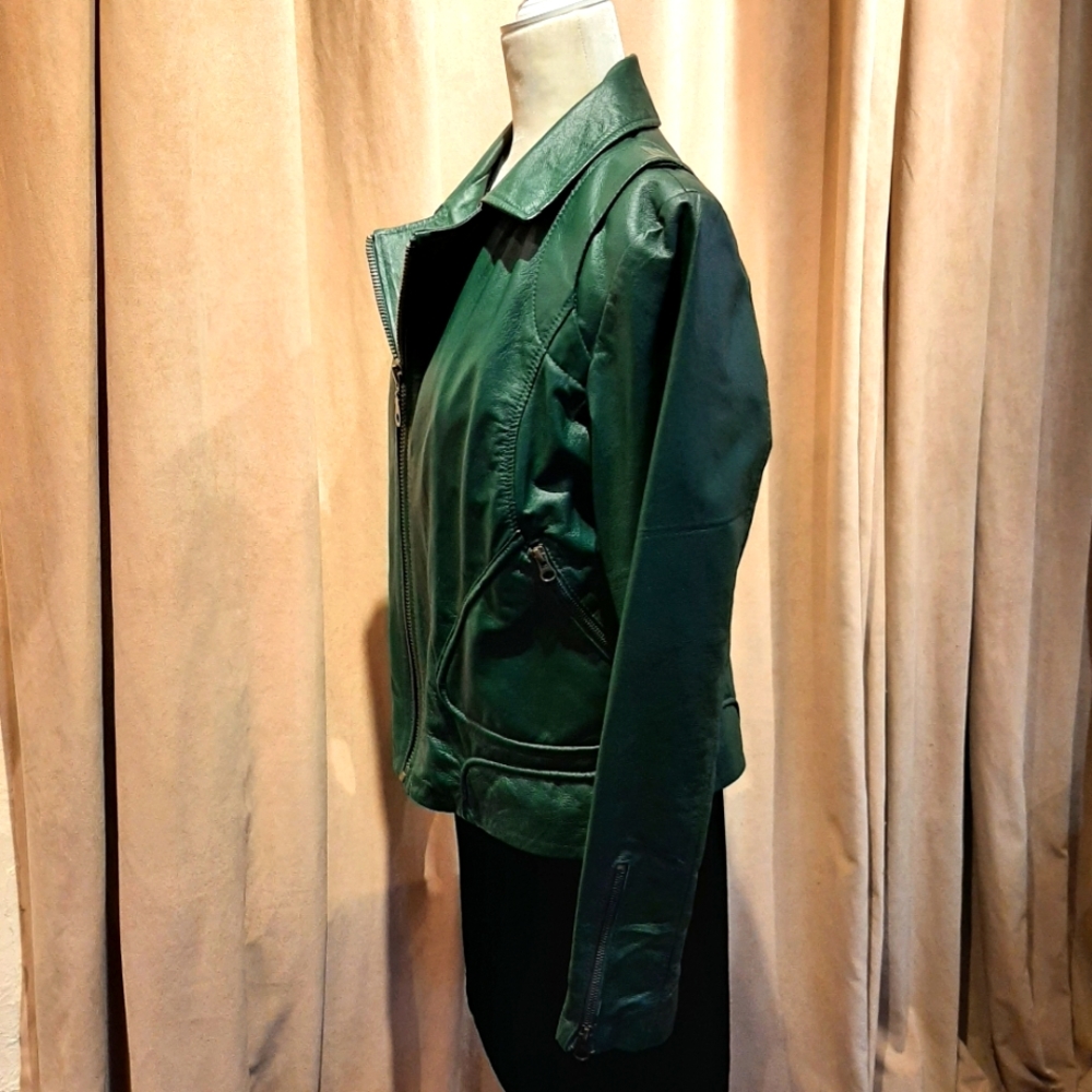 Green leather jacket - Picture 6 of 9